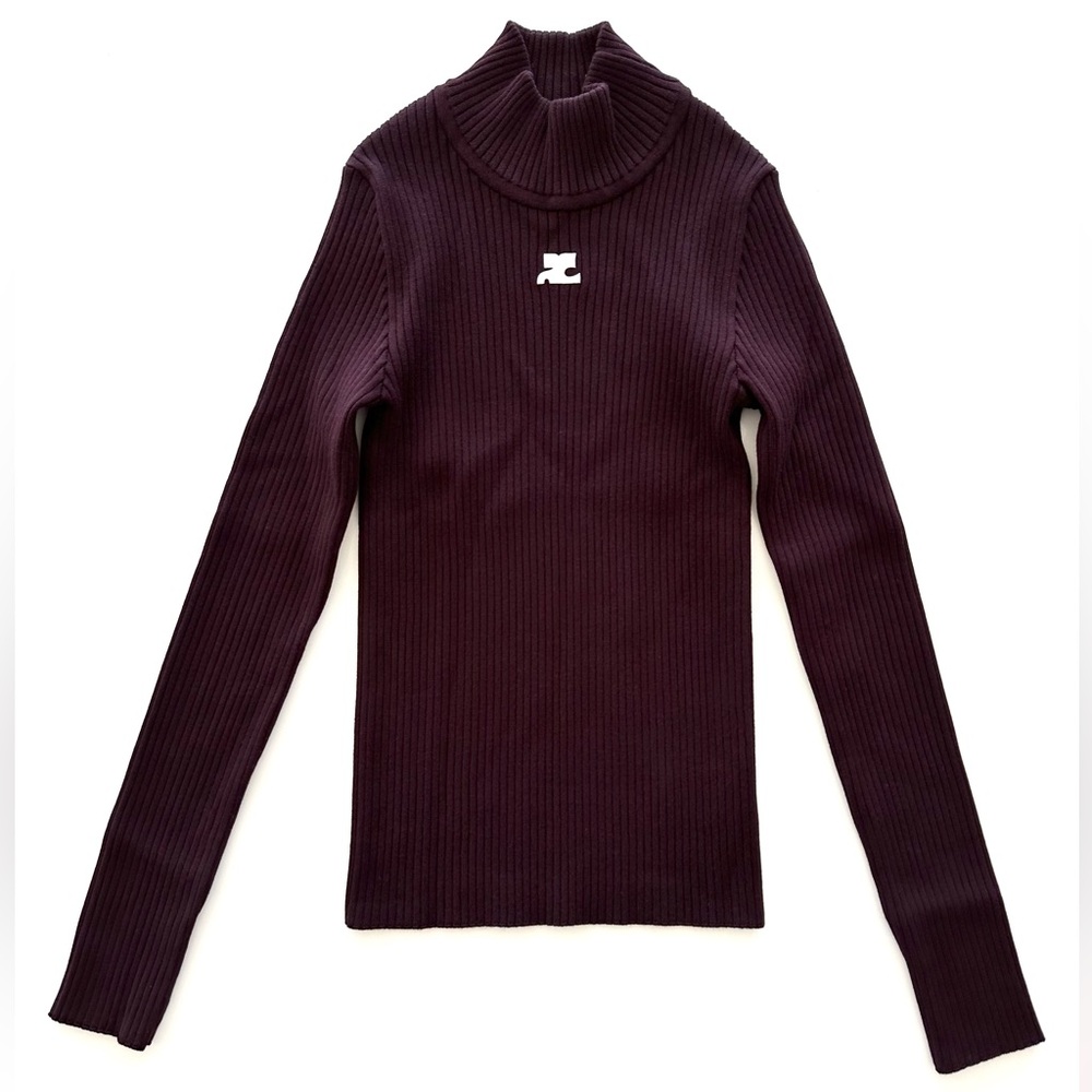 Courreges Wine Ribbed Turtleneck